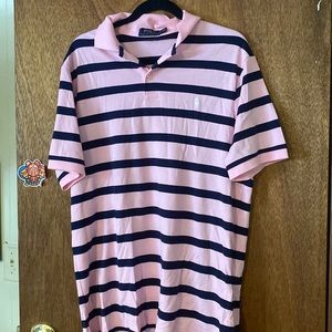 Pink and navy polo shirt